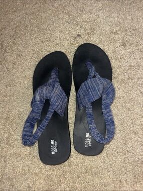 Mossimo Supply Co. Black Sandals with Blue Knit Twist Strap